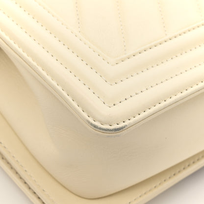 Chanel Calfskin Chevron Quilted Small Boy Flap White 15 of 16