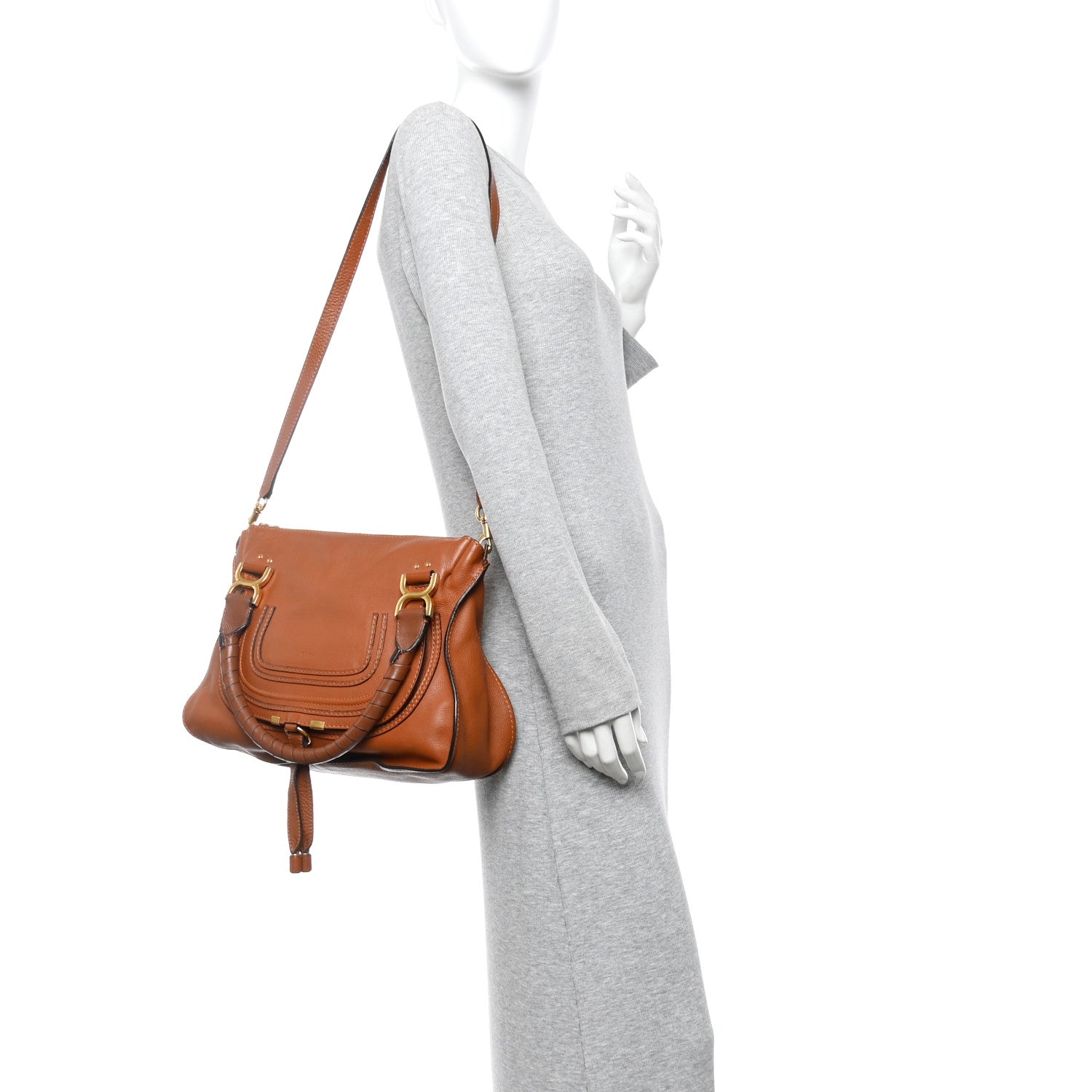 Chloe Calfskin Medium Marcie Satchel Tan 2 of 12
