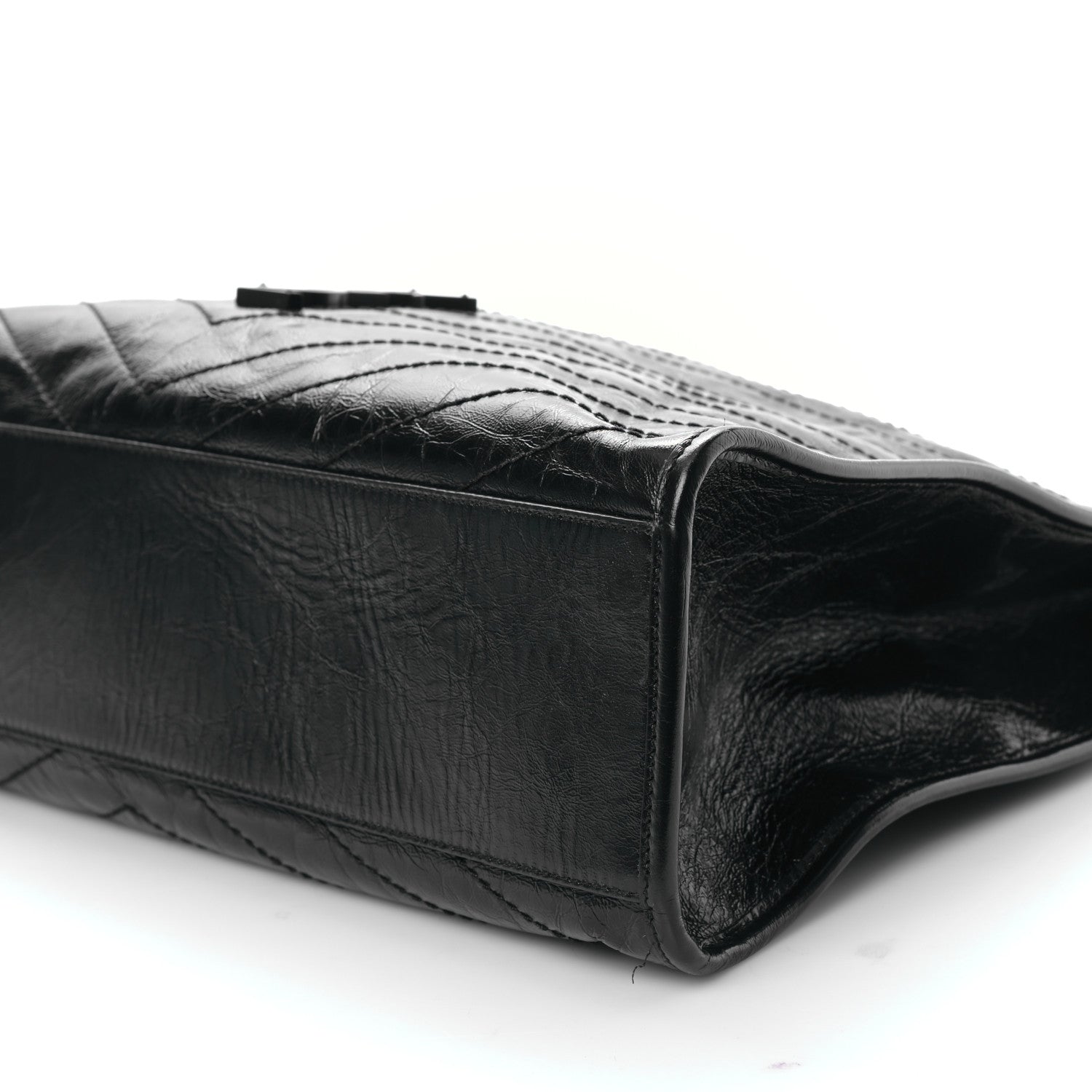 Saint Laurent Crinkled Calfskin Matelasse Monogram Large Niki Shopper Tote Black 8 of 8