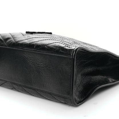 Saint Laurent Crinkled Calfskin Matelasse Monogram Large Niki Shopper Tote Black 8 of 8