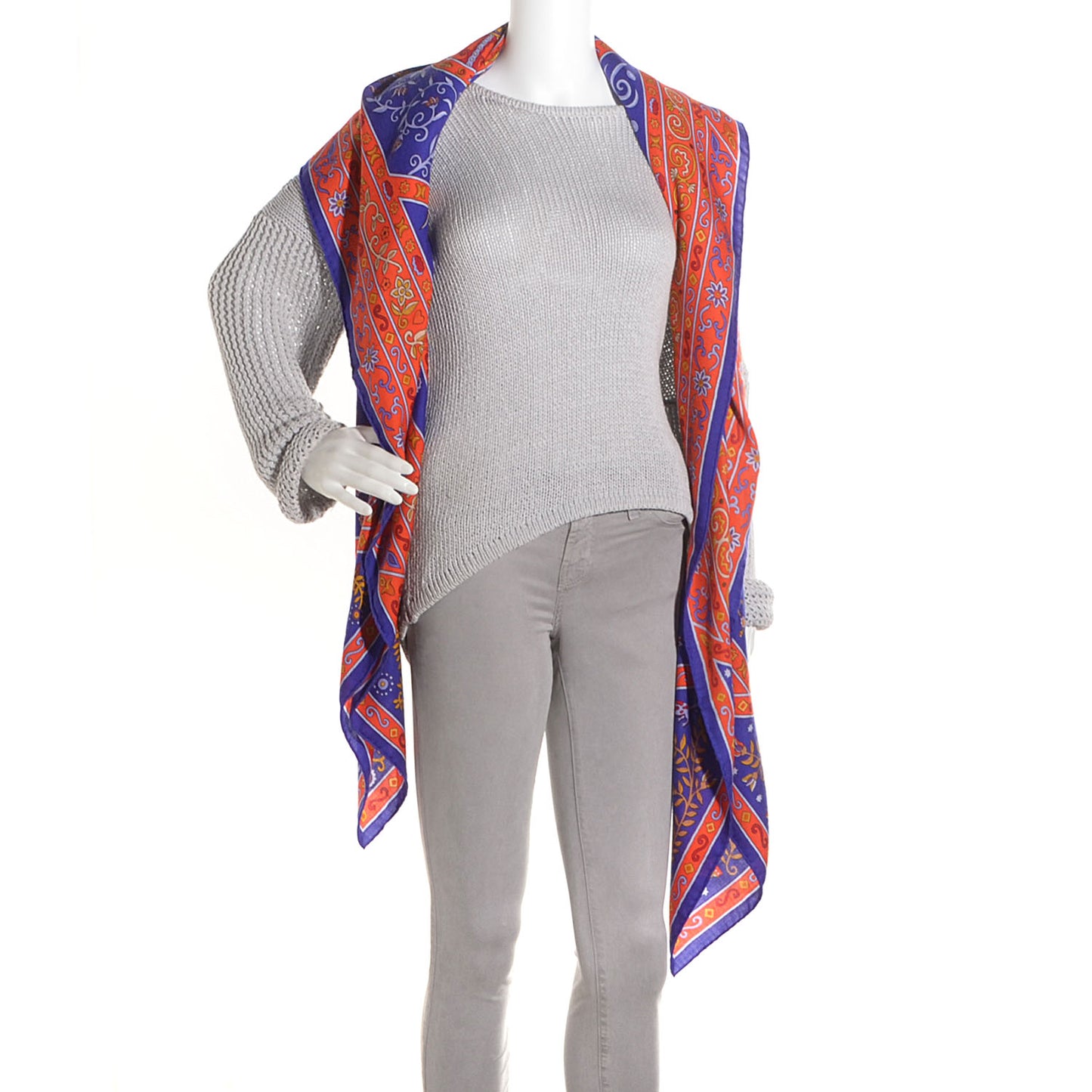 Cashmere Silk Peuple Du Vent Shawl 140 Violet Rouge Orange Moutarde
