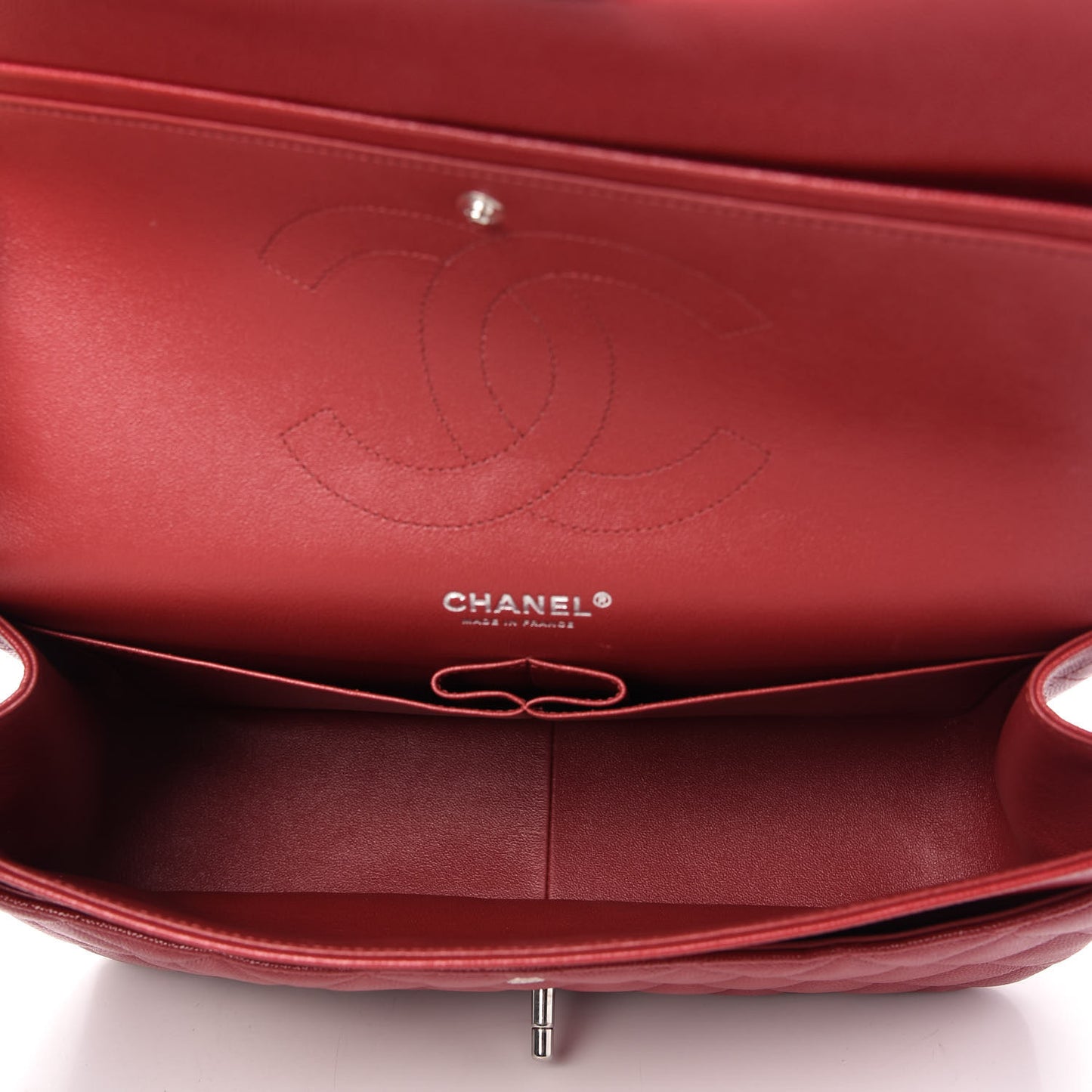 Caviar Quilted Jumbo Double Flap Red