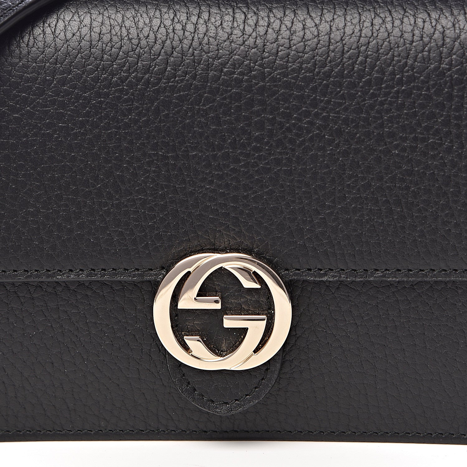 Gucci Dollar Calfskin Interlocking G Chain Wallet Black 10 of 11