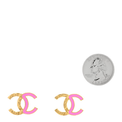 Chanel Enamel CC Earrings Pink Gold 2 of 5