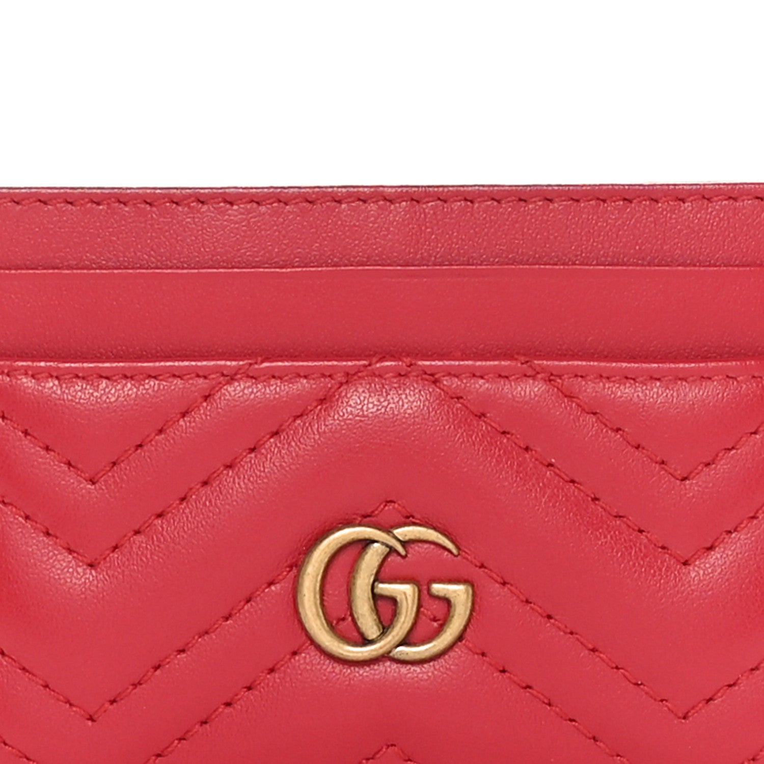 Gucci Calfskin Matelasse GG Marmont Card Holder Hibiscus Red 5 of 8