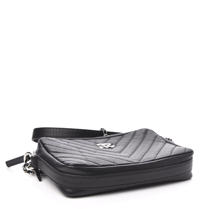 Chanel Lambskin Chevron Quilted Small Promenade Camera Black 4 of 11