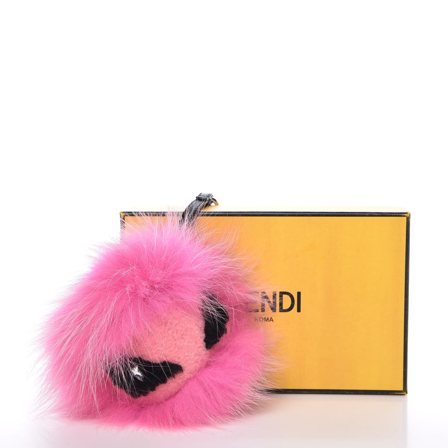 Fox Fur Shearling Crystal Tria Monster Bag Bug Charm Bubblegum