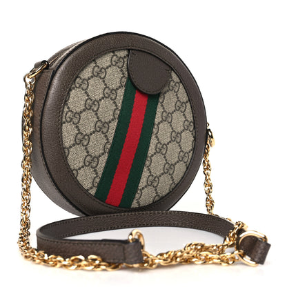 Gucci GG Supreme Monogram Web Mini Ophidia Round Shoulder Bag Brown 3 of 9