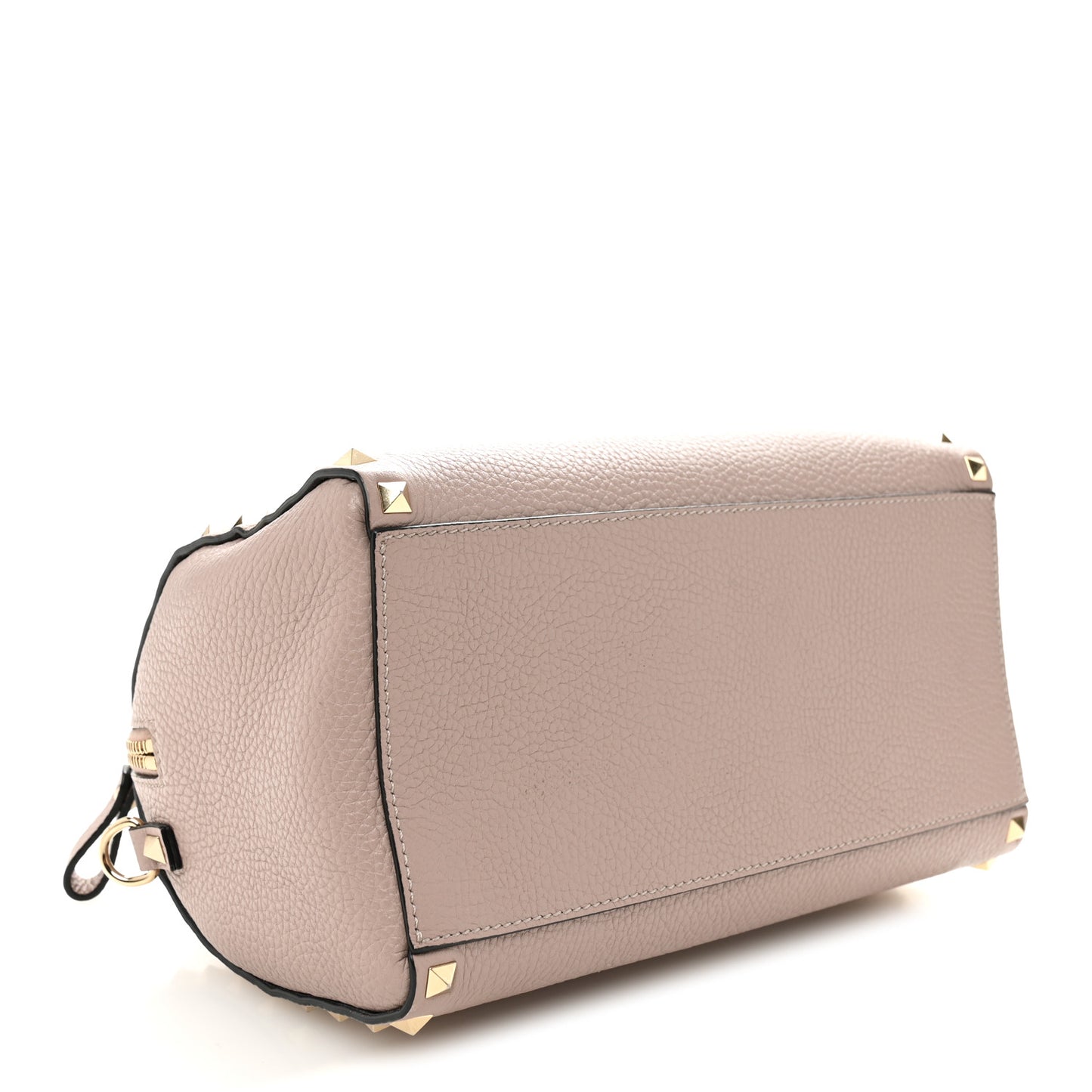 Pebbled Calfskin Rockstud Bowling Bag Poudre