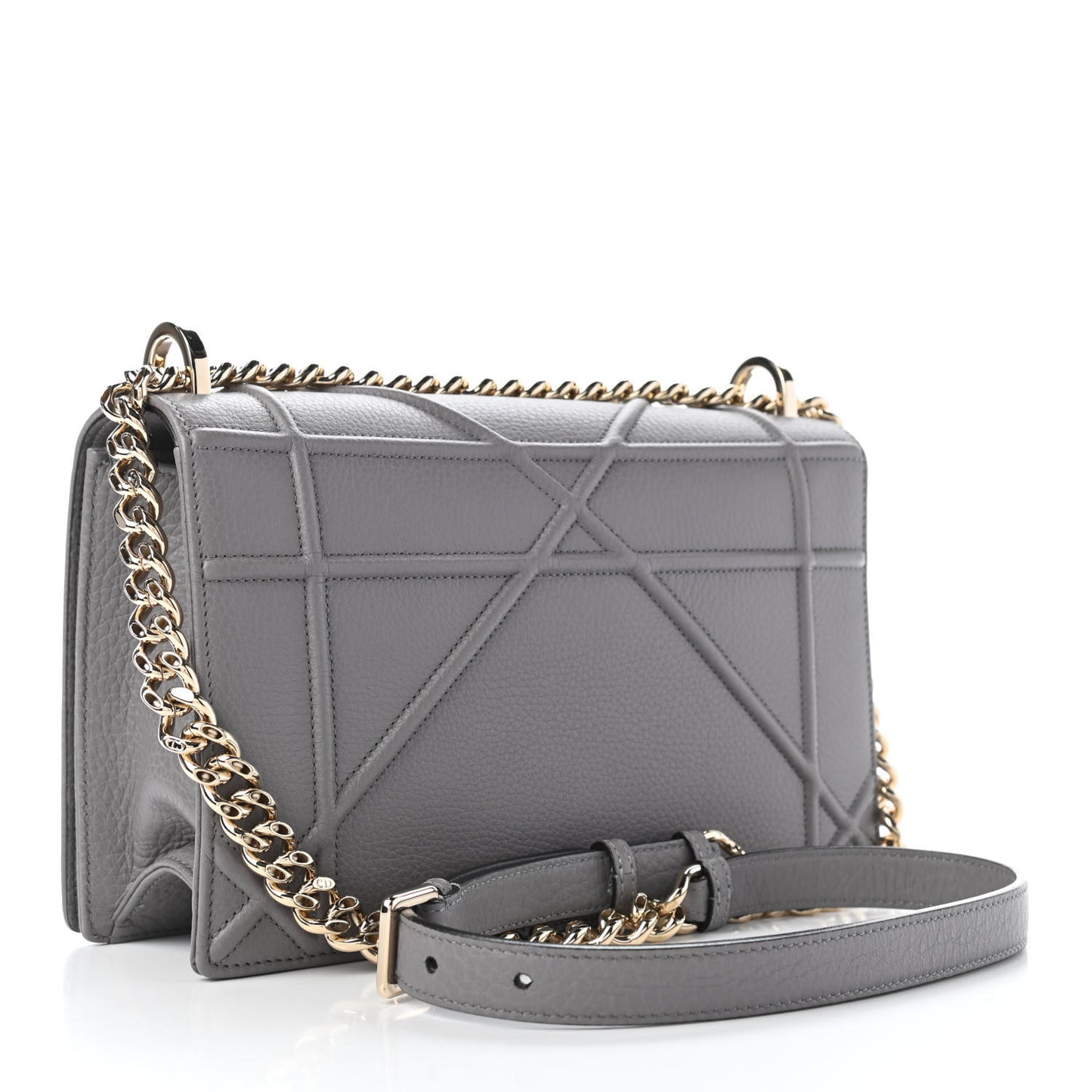Grained Calfskin Medium Diorama Flap Bag Grey
