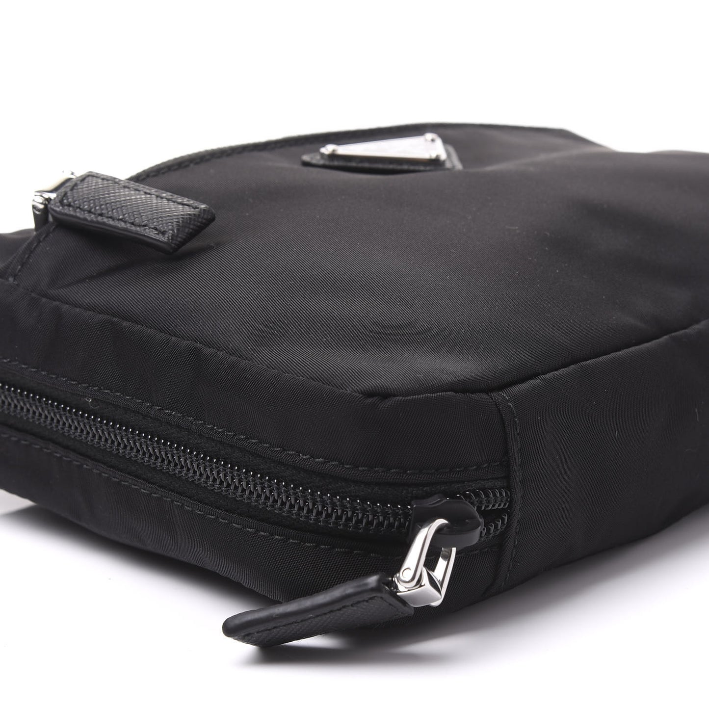 Tessuto Nylon Saffiano Maniglia Pouch Black
