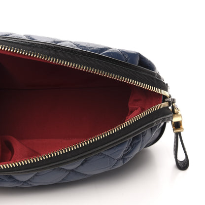Chanel Aged Calfskin Quilted Gabrielle Classic Pouch Blue Black 5 of 9