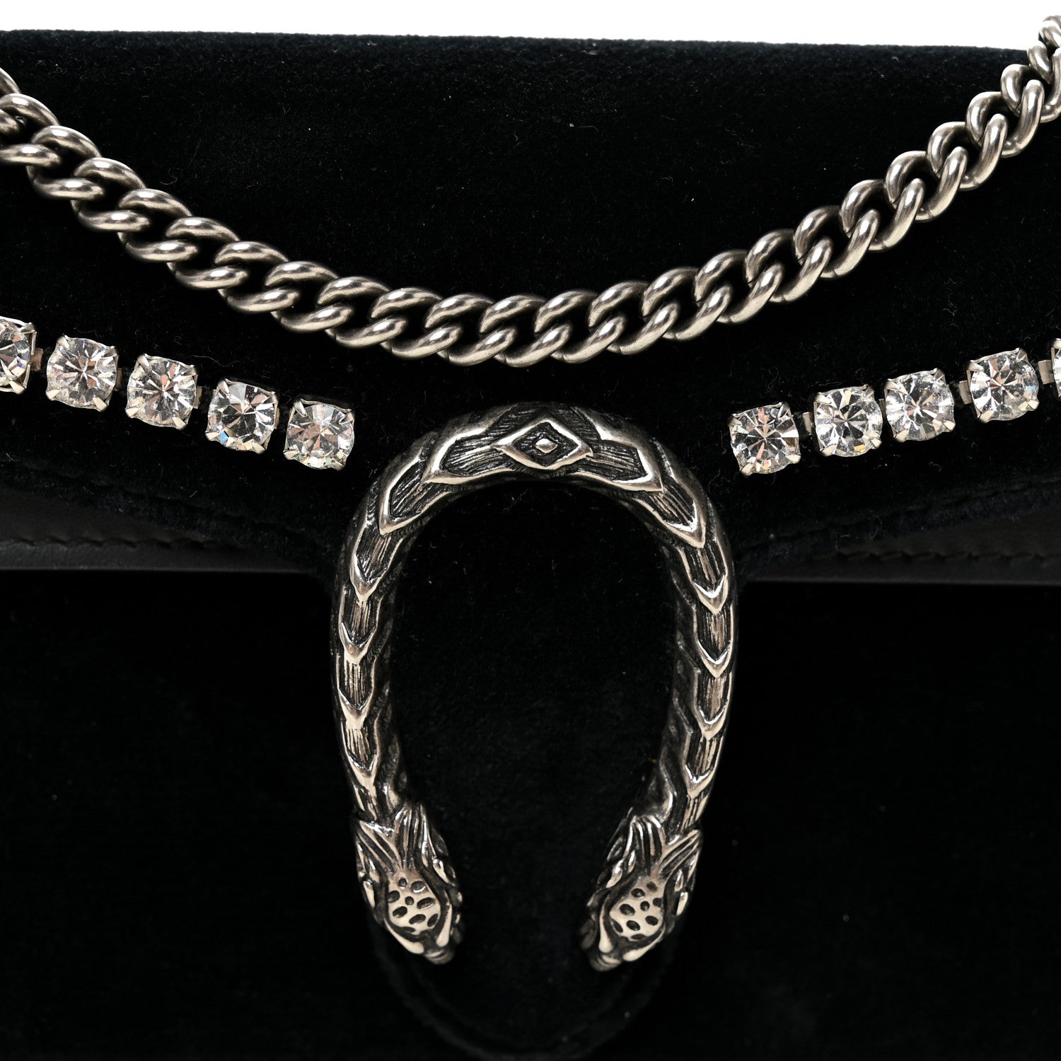 Gucci Velvet Crystal Super Mini Dionysus Shoulder Bag Black 7 of 9