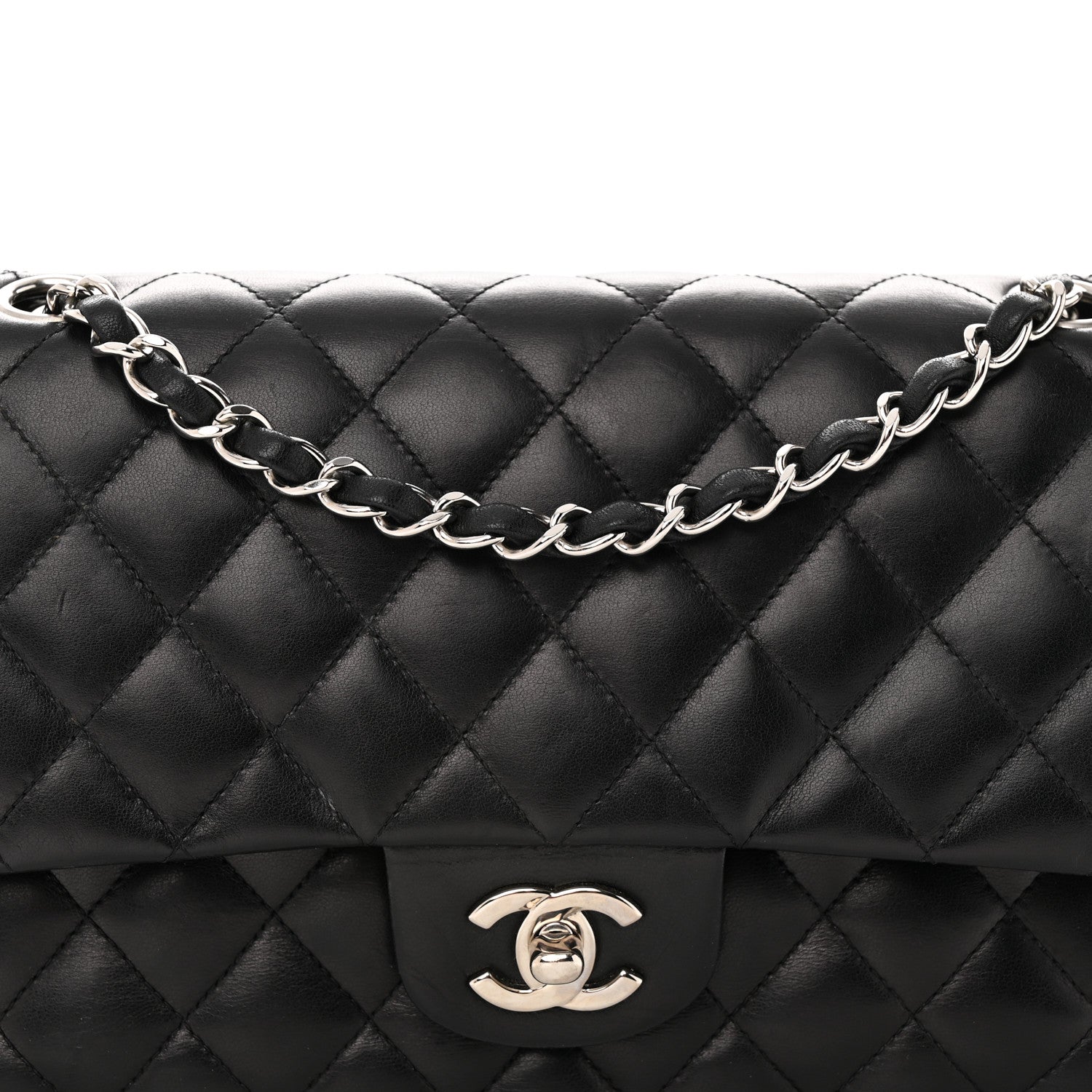Chanel Lambskin Quilted Medium Double Flap Black 8 of 15