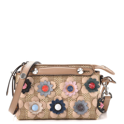 Fendi Paglia Vitello Dolce Flowerland Studded Striped Mini By The Way Boston Bag Natural Cuoio Multicolor 1 of 9