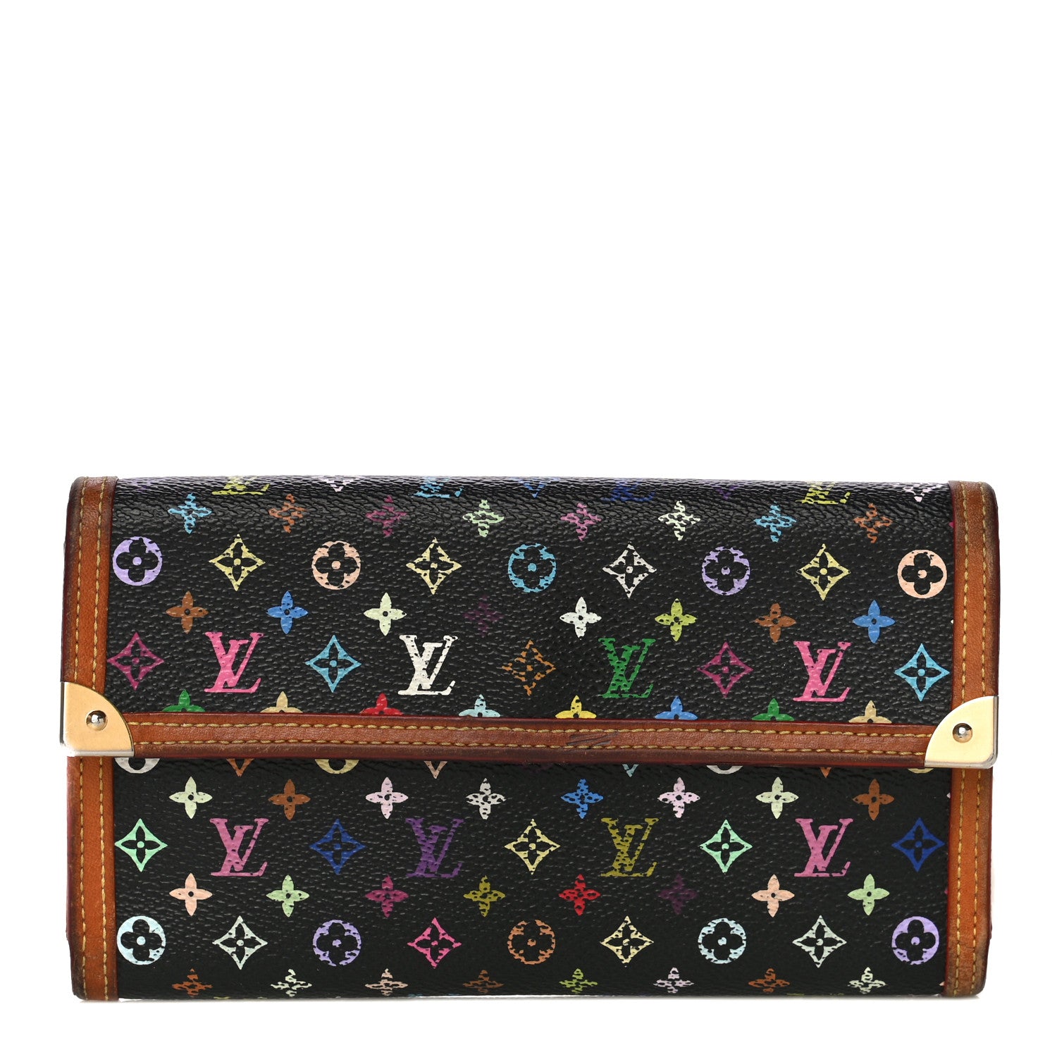 Louis Vuitton Monogram Multicolor Porte Tresor International Wallet Black 1 of 38