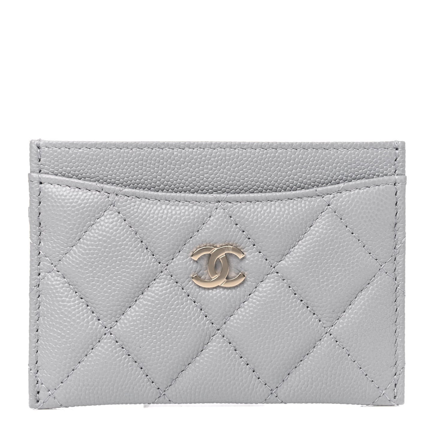Caviar Quilted Card Holder Grey