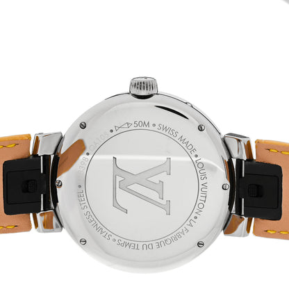 Louis Vuitton Stainless Steel Alligator 38mm Tambour Moon Quartz Watch Yellow 4 of 5