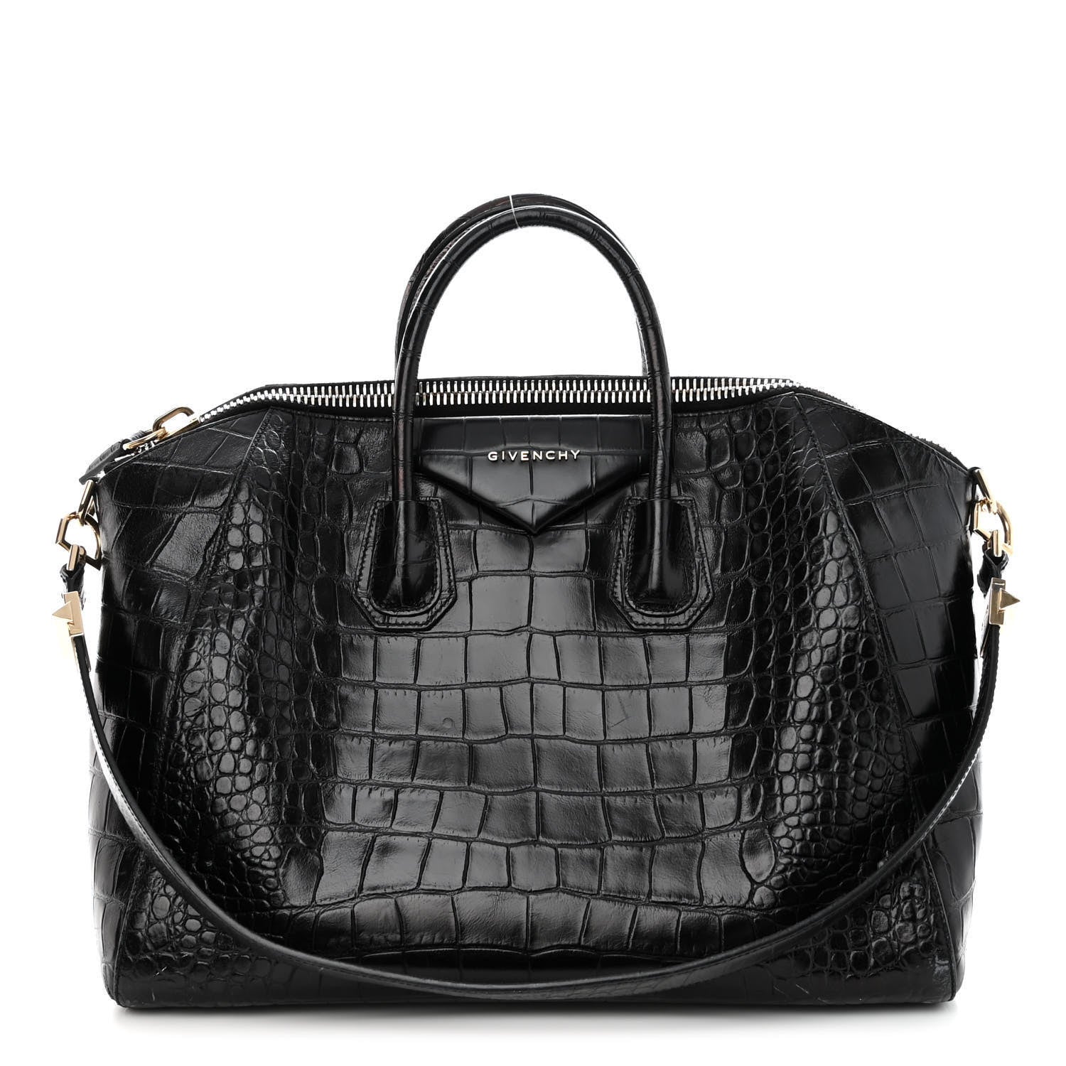 Givenchy Calfskin Crocodile Embossed Large Antigona Black 1 of 17