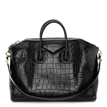 Givenchy Calfskin Crocodile Embossed Large Antigona Black 1 of 17