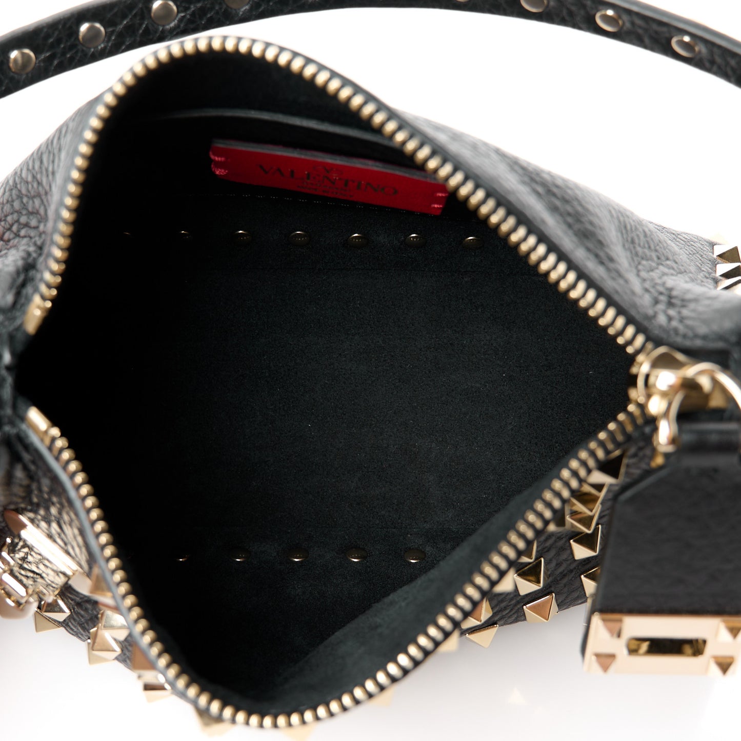 Grained Calfskin Small Rockstud All Over Crossbody Bag Black