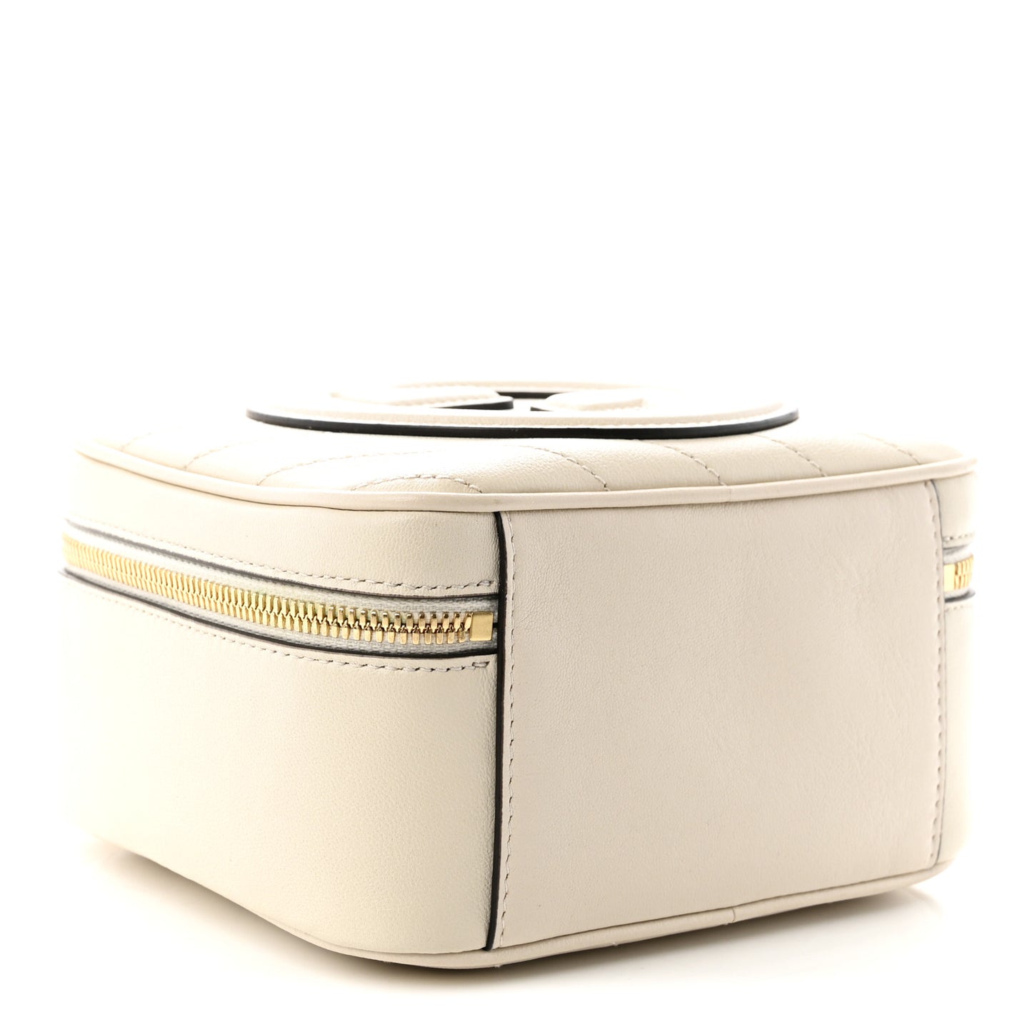 Sakai Be Green Calfskin Diagonal Stitched Blondie Top Handle Bag Mystic White
