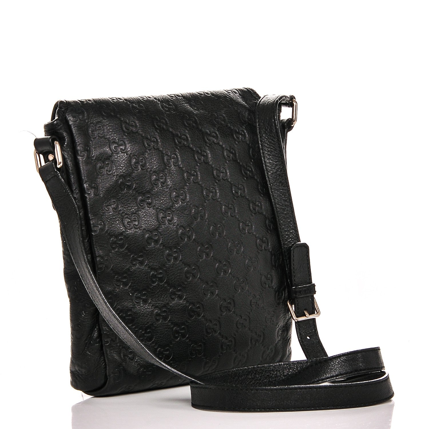 Gucci Guccissima Small Flap Messenger Bag Black 3 of 7