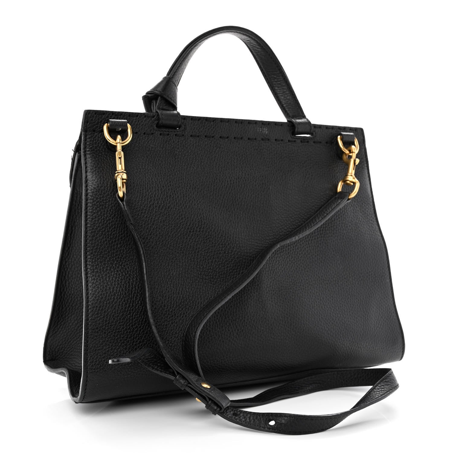 Gucci Calfskin Small GG Marmont Top Handle Bag Black 3 of 15