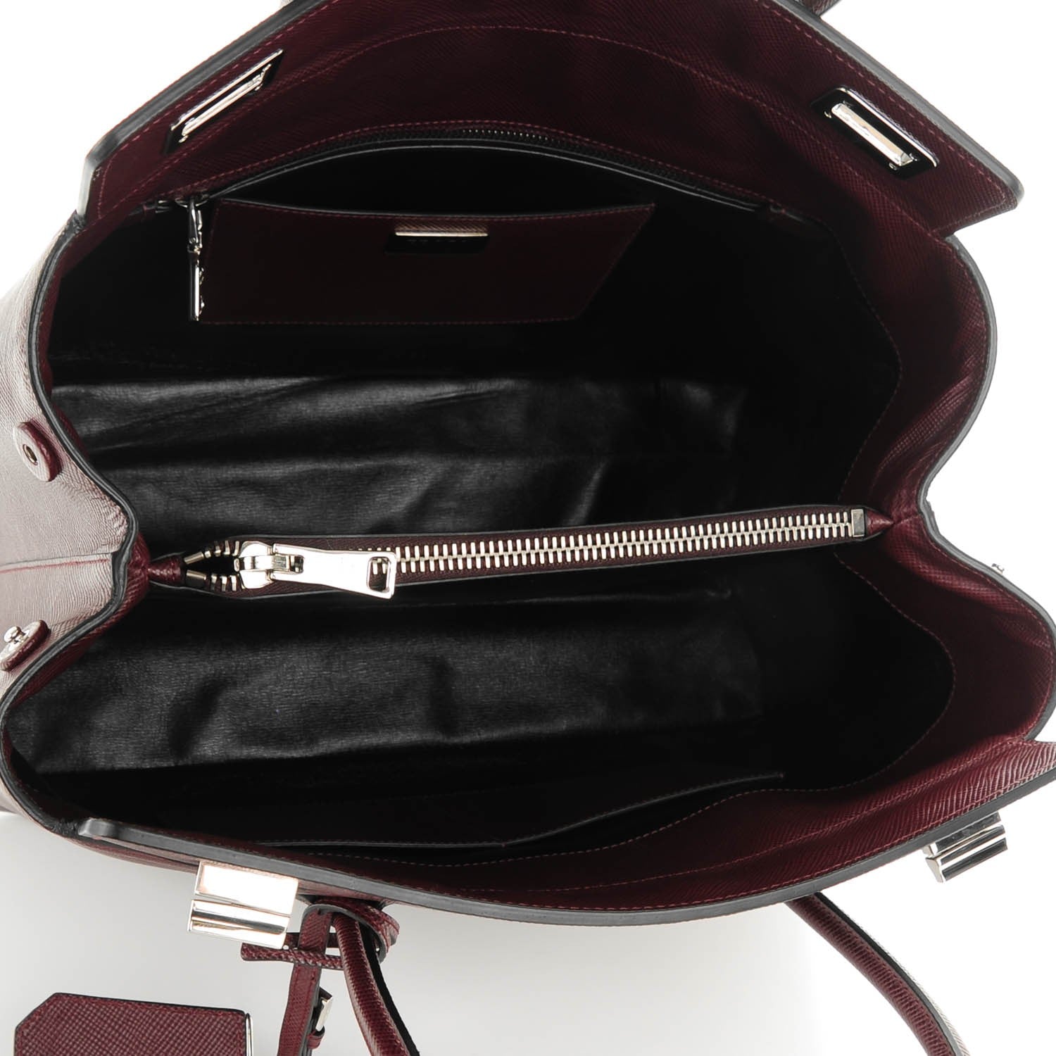 Prada Saffiano Cuir Twin Tote Granato 5 of 8