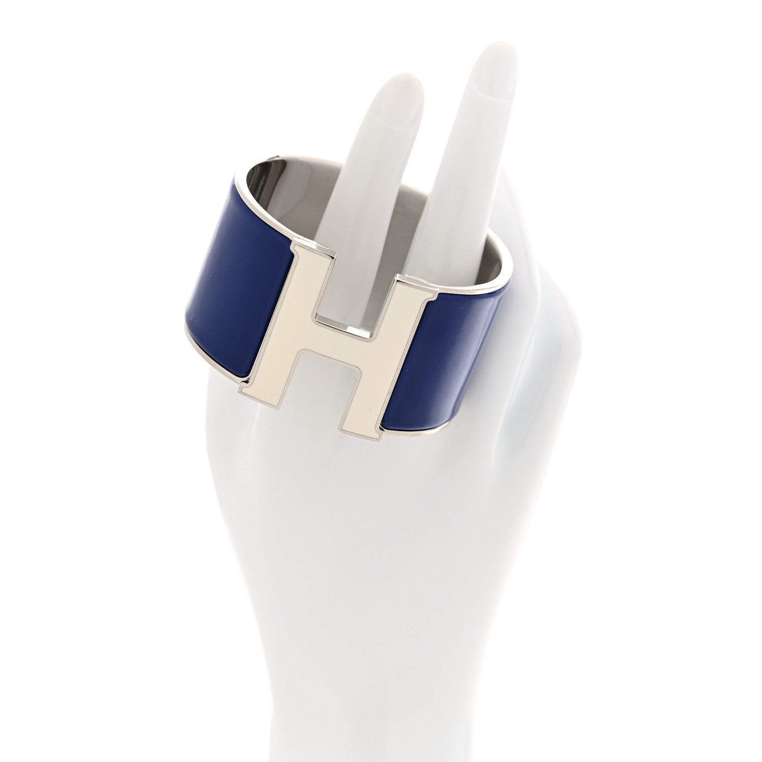 Hermes Enamel Extra Wide Clic Clac H Bracelet PM Bleu Electrique White 2 of 4