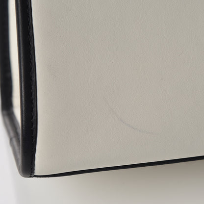 Fendi Vitello Century Velvet F is Fendi FF Embroidered Regular Runaway Satchel White Black 9 of 11