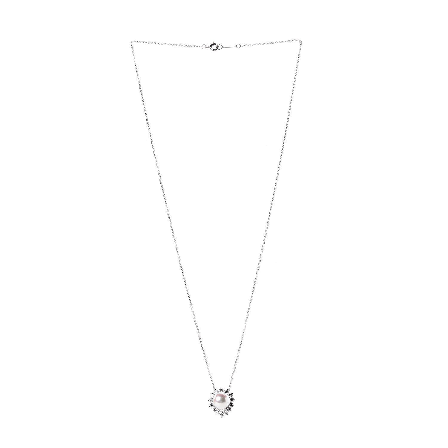 Tiffany Platinum Pearl Diamond Victoria Pendant Necklace 3 of 7
