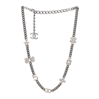 Chanel Ruthenium Crystal Chain CC Lucky Charms Choker Silver 3 of 4