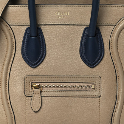 Celine Drummed Calfskin Bi-Color Nano Luggage Navy Dune 8 of 10