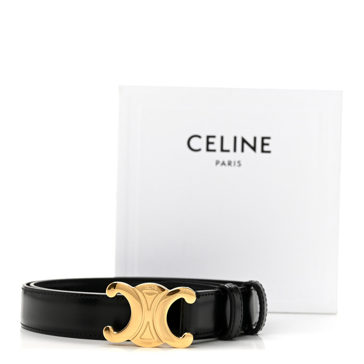 Celine Box Calfskin Medium 25mm Triomphe Belt 80 32 Black 7 of 7