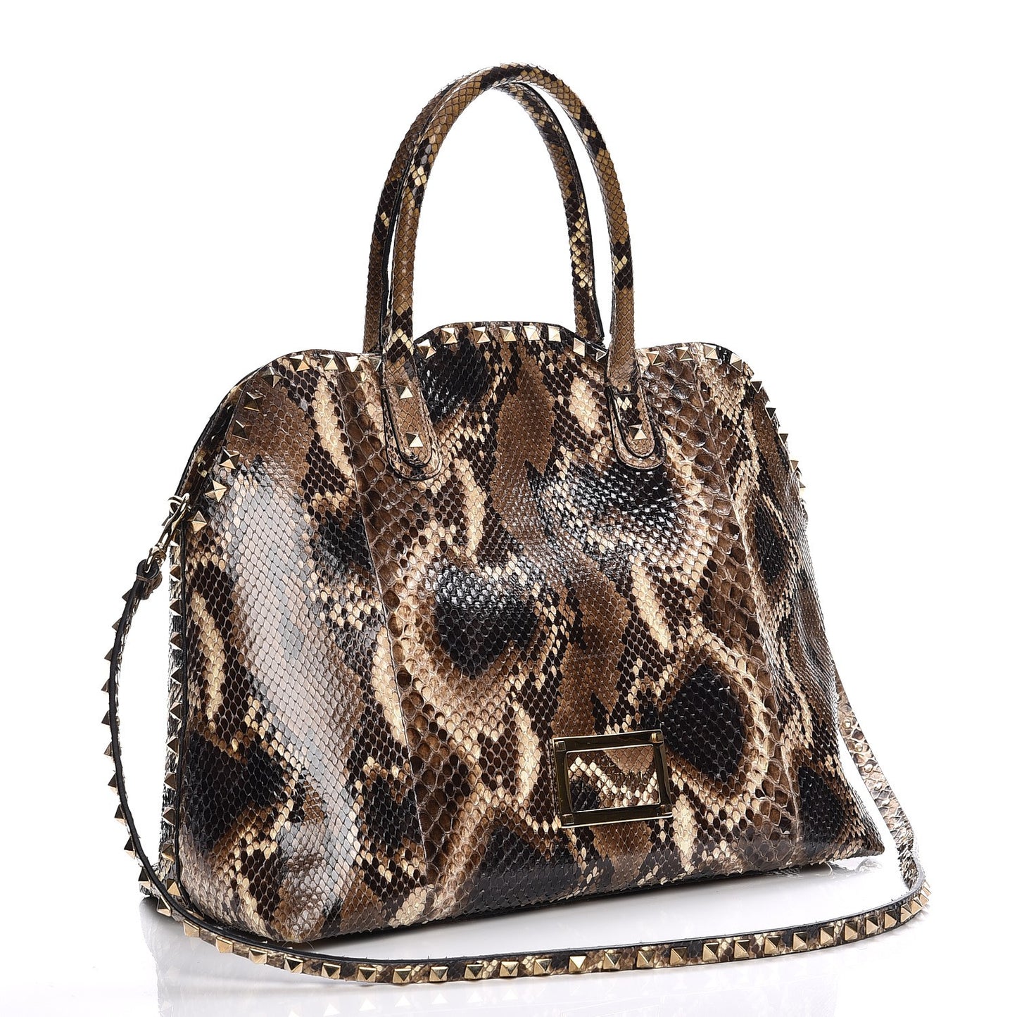 Python Rockstud Dome Satchel Beige