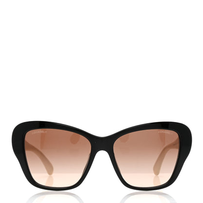 Chanel Acetate Lambskin Crystal Baguette Chain CC Sunglasses 5457-Q-A Black Beige 2 of 13