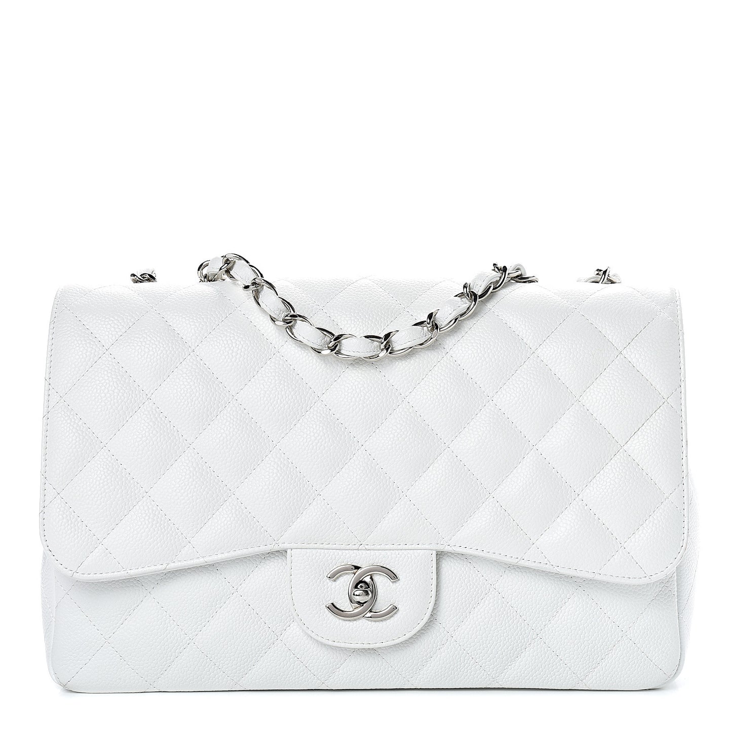 Caviar Quilted Jumbo Single Flap White