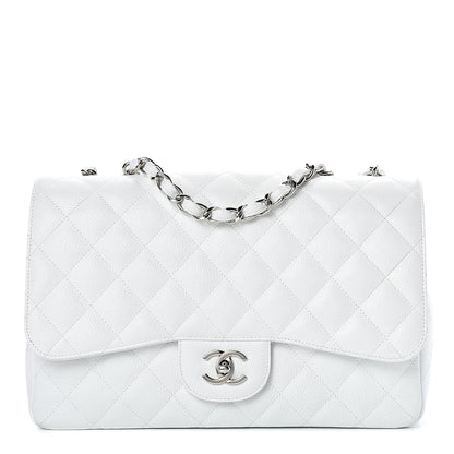 Chanel Caviar Quilted Jumbo Single Flap White 1 of 12