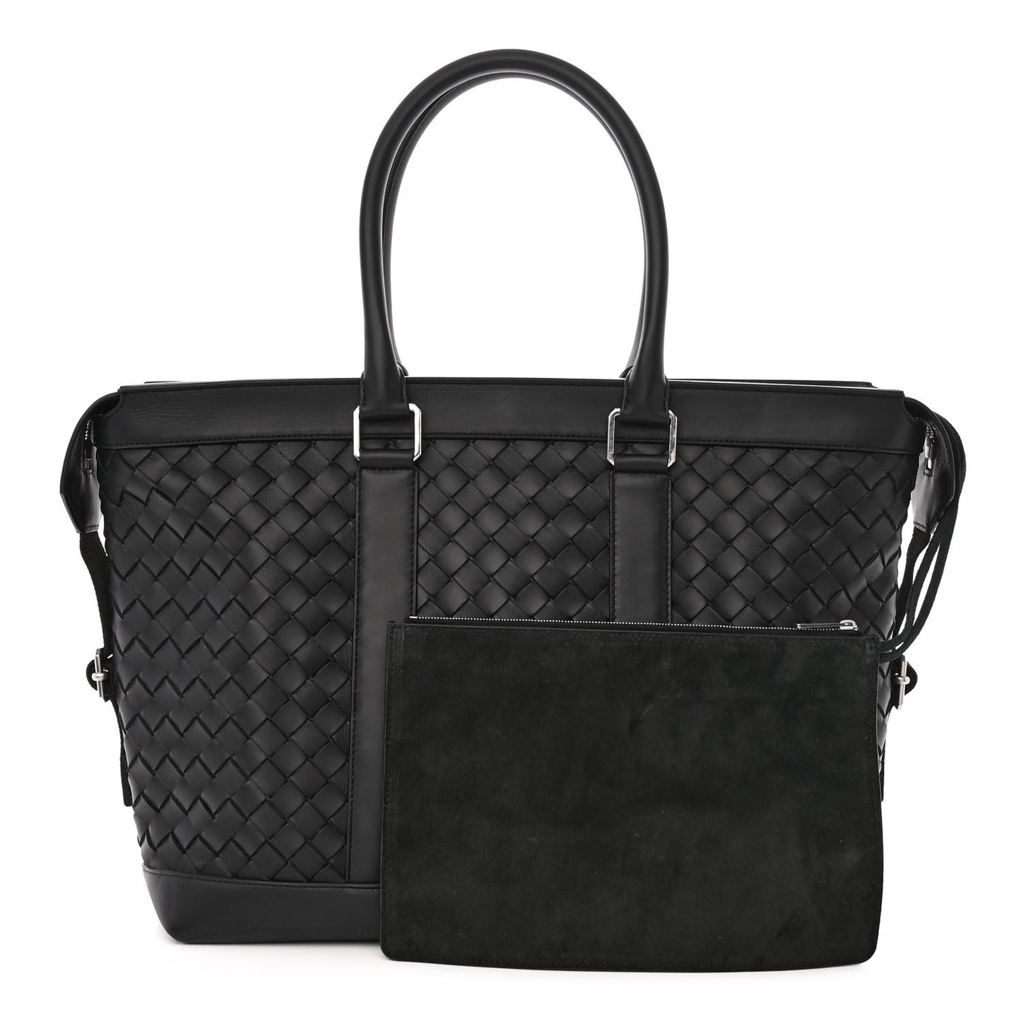 Calfskin Intrecciato Zipped Tote Black