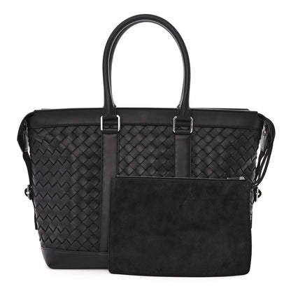 Bottega Veneta Calfskin Intrecciato Zipped Tote Black 1 of 12