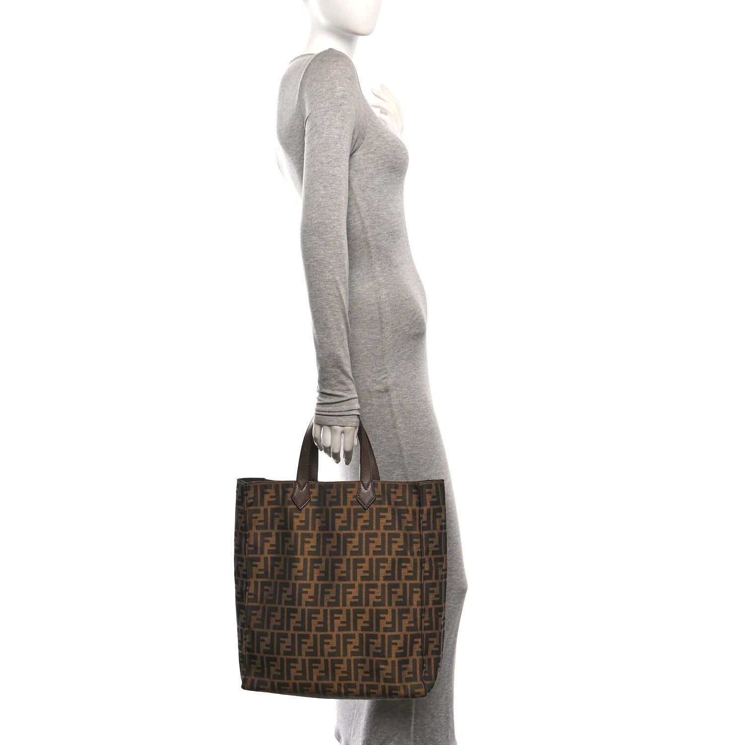 Fendi Zucca Vitello Artic Special Shopping Tote Tobacco Castagna 2 of 10