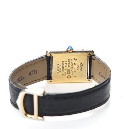 Cartier Sterling Silver Vermeil Alligator 20mm Must de Cartier Tank Quartz Watch Grey 6 of 6
