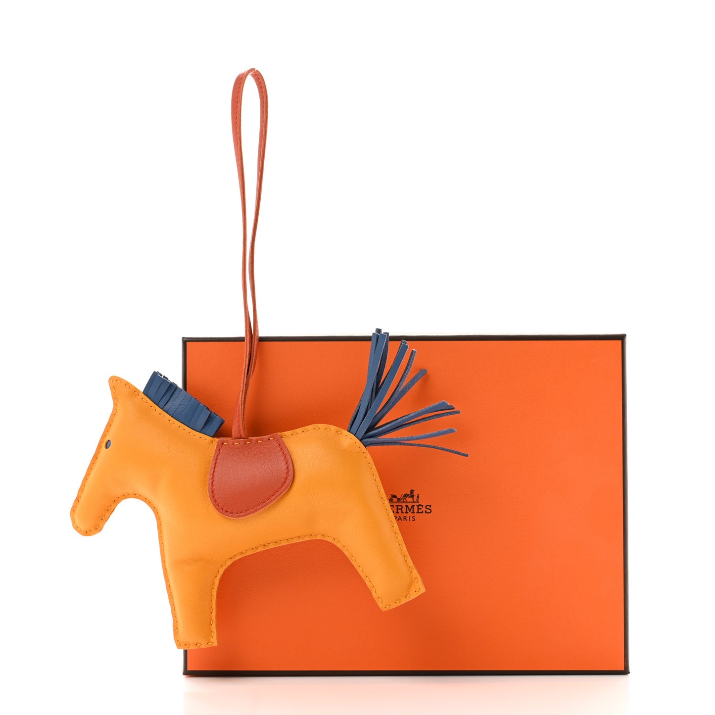 Milo Lambskin Grigri Rodeo Horse Bag Charm GM Jaune D'Or Bleu Agate Cornaline