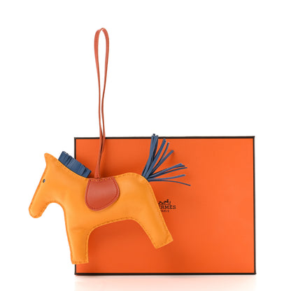 Hermes Milo Lambskin Grigri Rodeo Horse Bag Charm GM Jaune D'Or Bleu Agate Cornaline 4 of 4