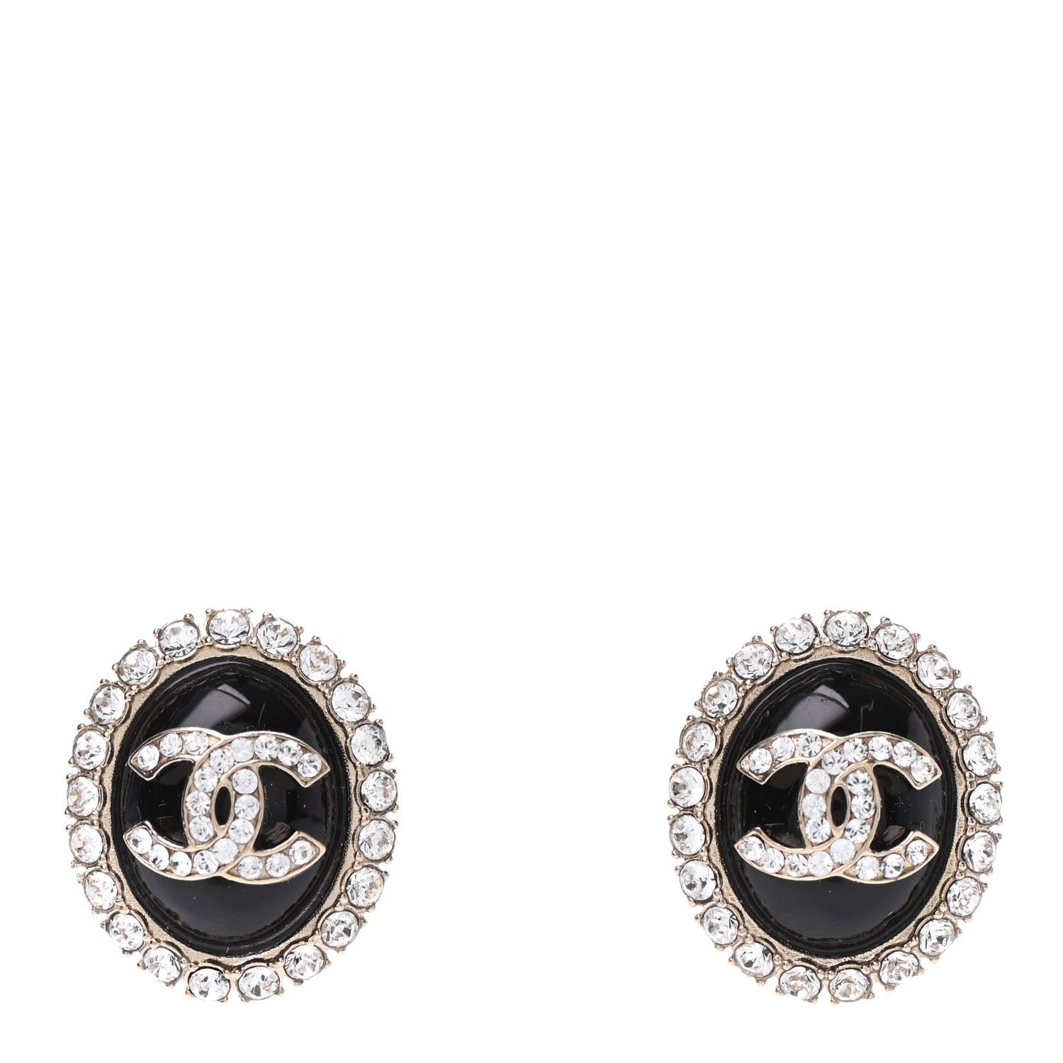 Chanel Crystal Resin CC Earrings Gold 1 of 4