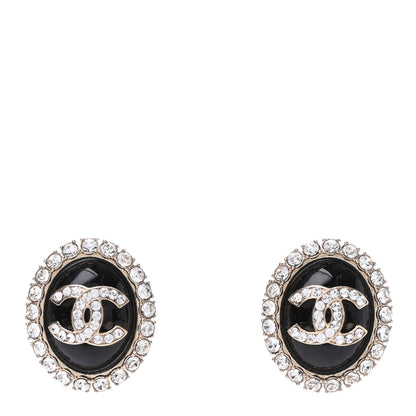 Chanel Crystal Resin CC Earrings Gold 1 of 4