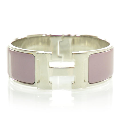 Hermes Enamel Clic Clac H Bracelet Wide Pink Silver 1 of 5