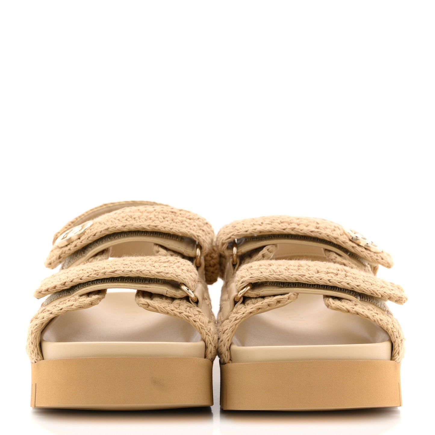 Raffia Cotton Crochet GG Sandals 37 Ecru Sandstorm