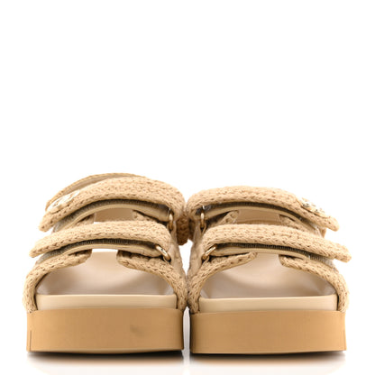 Gucci Raffia Cotton Crochet GG Sandals 37 Ecru Sandstorm 3 of 11